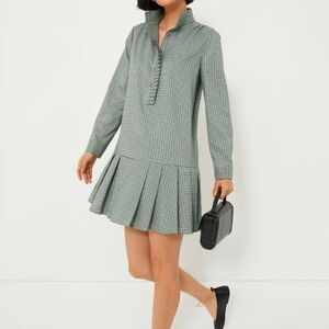 Tuckernuck Palladian Check Tate Dress Plaid Pleated High Neck Shirt Mini 18